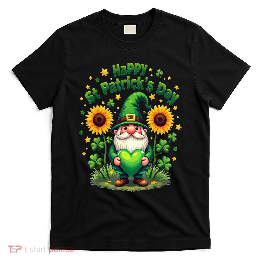 Funny Gnome St Patricks Day Outfit Sunflower Gift T-Shirt