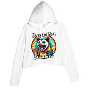 Feral Girl Summer Possum Tie Dye Opposum Crop Fleece Hoodie