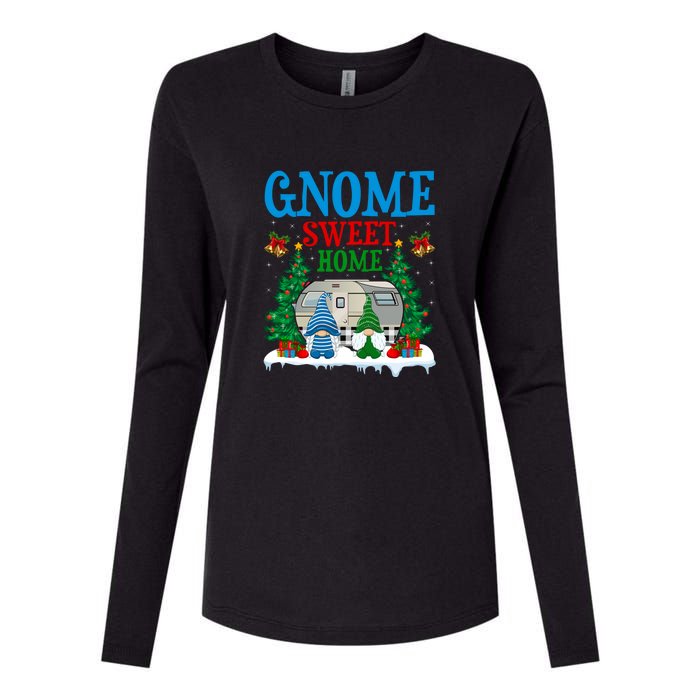 Funny Gnome Sweet Home Camper Camping Christmas Gift Womens Cotton Relaxed Long Sleeve T-Shirt