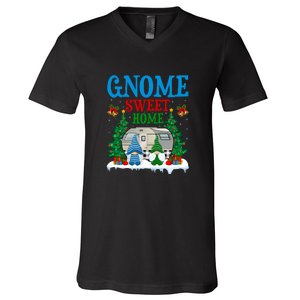 Funny Gnome Sweet Home Camper Camping Christmas Gift V-Neck T-Shirt