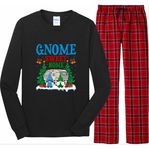 Funny Gnome Sweet Home Camper Camping Christmas Gift Long Sleeve Pajama Set