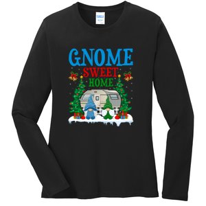 Funny Gnome Sweet Home Camper Camping Christmas Gift Ladies Long Sleeve Shirt