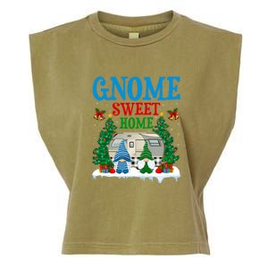 Funny Gnome Sweet Home Camper Camping Christmas Gift Garment-Dyed Women's Muscle Tee