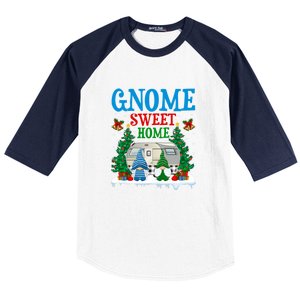 Funny Gnome Sweet Home Camper Camping Christmas Gift Baseball Sleeve Shirt