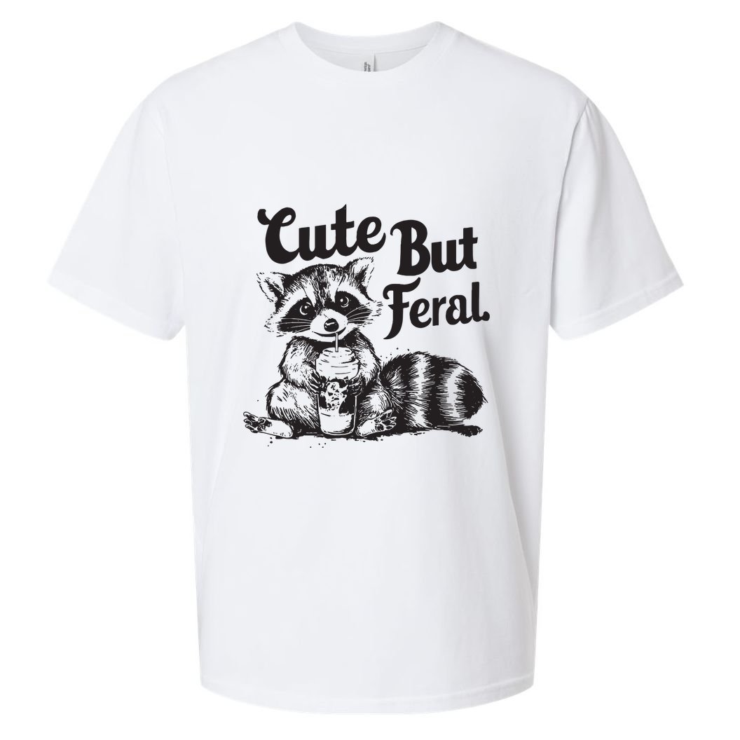 Feral Girl Summer Funny Meme Cute But Feral Raccoon Vacation Sueded Cloud Jersey T-Shirt
