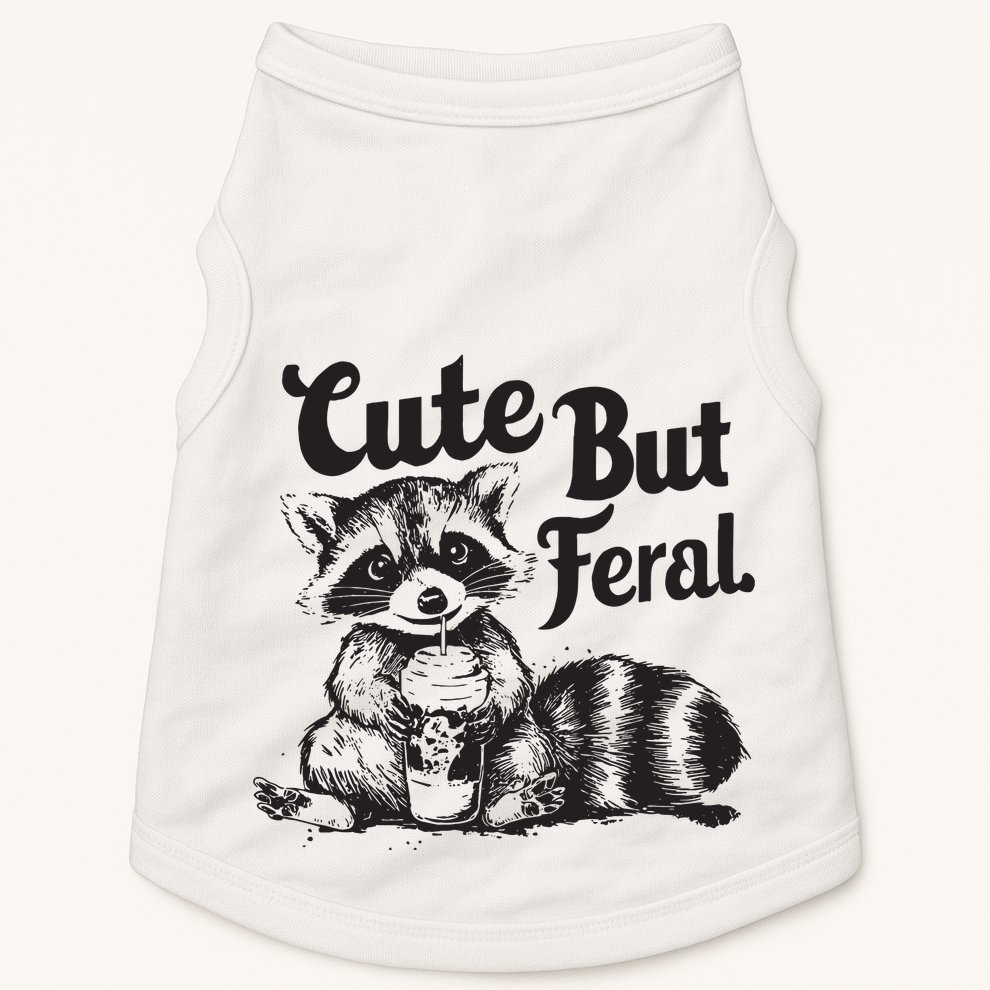 Feral Girl Summer Funny Meme Cute But Feral Raccoon Vacation Doggie Tank