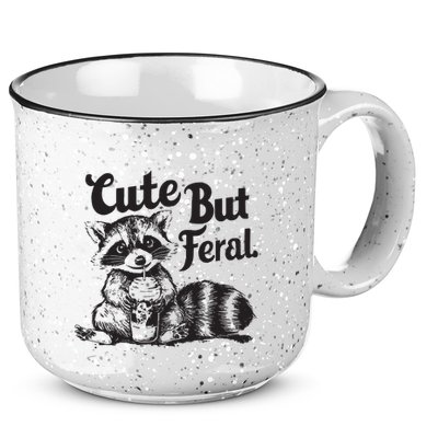 Feral Girl Summer Funny Meme Cute But Feral Raccoon Vacation 15oz Campfire Ceramic Mug