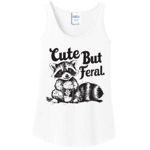 Feral Girl Summer Funny Meme Cute But Feral Raccoon Vacation Ladies Essential Tank