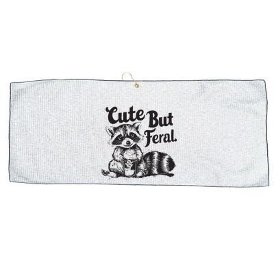 Feral Girl Summer Funny Meme Cute But Feral Raccoon Vacation Large Microfiber Waffle Golf Towel