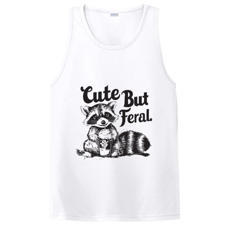 Feral Girl Summer Funny Meme Cute But Feral Raccoon Vacation PosiCharge Competitor Tank