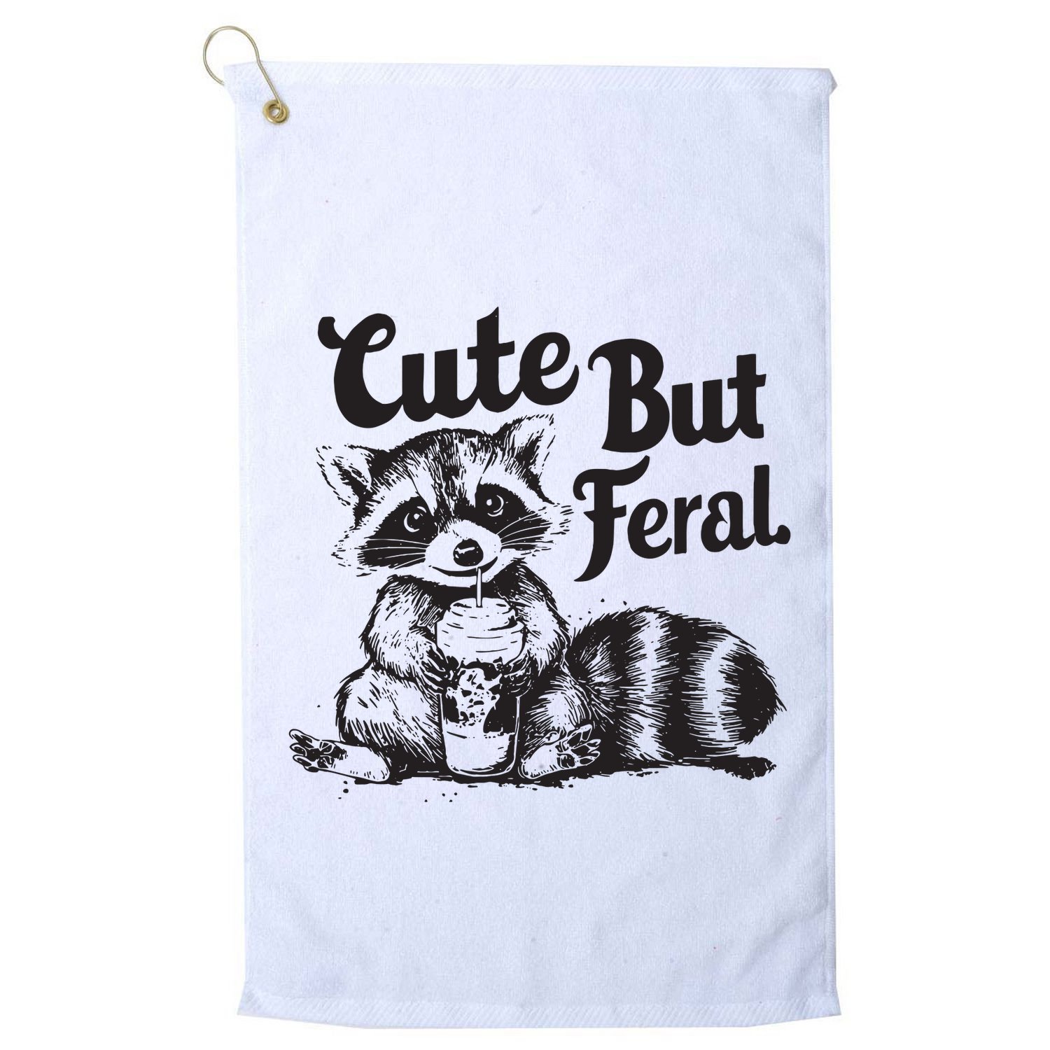 Feral Girl Summer Funny Meme Cute But Feral Raccoon Vacation Golf Towel