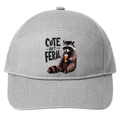 Feral Girl Summer Funny Meme Cute But Feral Raccoon Vacation 7-Panel Snapback Hat