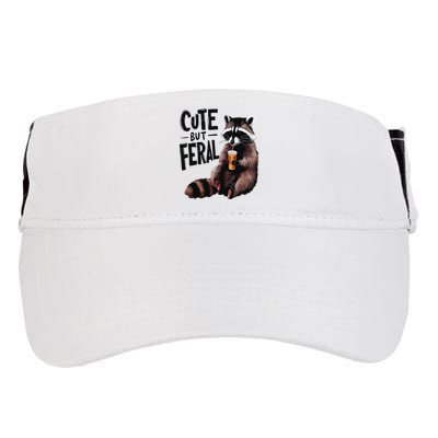 Feral Girl Summer Funny Meme Cute But Feral Raccoon Vacation Adult Drive Performance Visor