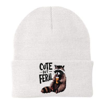 Feral Girl Summer Funny Meme Cute But Feral Raccoon Vacation Knit Cap Winter Beanie