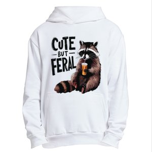 Feral Girl Summer Funny Meme Cute But Feral Raccoon Vacation Urban Pullover Hoodie