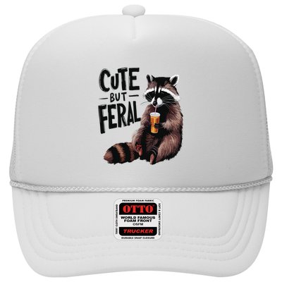 Feral Girl Summer Funny Meme Cute But Feral Raccoon Vacation Trucker Hat