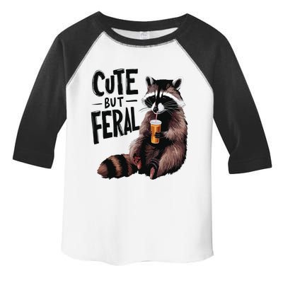 Feral Girl Summer Funny Meme Cute But Feral Raccoon Vacation Toddler Fine Jersey T-Shirt