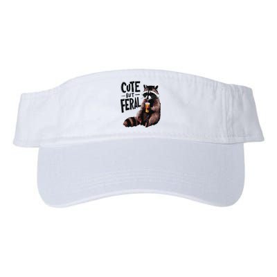 Feral Girl Summer Funny Meme Cute But Feral Raccoon Vacation Valucap Bio-Washed Visor