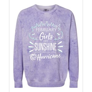 February Girls Sunshine Mixed With A Little Hurricane Gift Colorblast Crewneck Sweatshirt