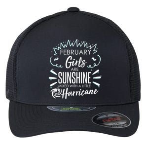 February Girls Sunshine Mixed With A Little Hurricane Gift Flexfit Unipanel Trucker Cap