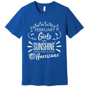 February Girls Sunshine Mixed With A Little Hurricane Gift Premium T-Shirt