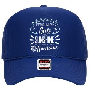 February Girls Sunshine Mixed With A Little Hurricane Gift High Crown Mesh Back Trucker Hat