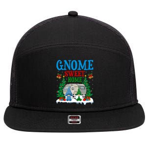 Funny Gnome Sweet Home Camper Camping Christmas Cool Gift 7 Panel Mesh Trucker Snapback Hat