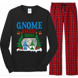 Funny Gnome Sweet Home Camper Camping Christmas Cool Gift Long Sleeve Pajama Set