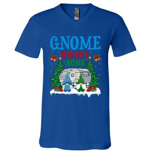 Funny Gnome Sweet Home Camper Camping Christmas Cool Gift V-Neck T-Shirt