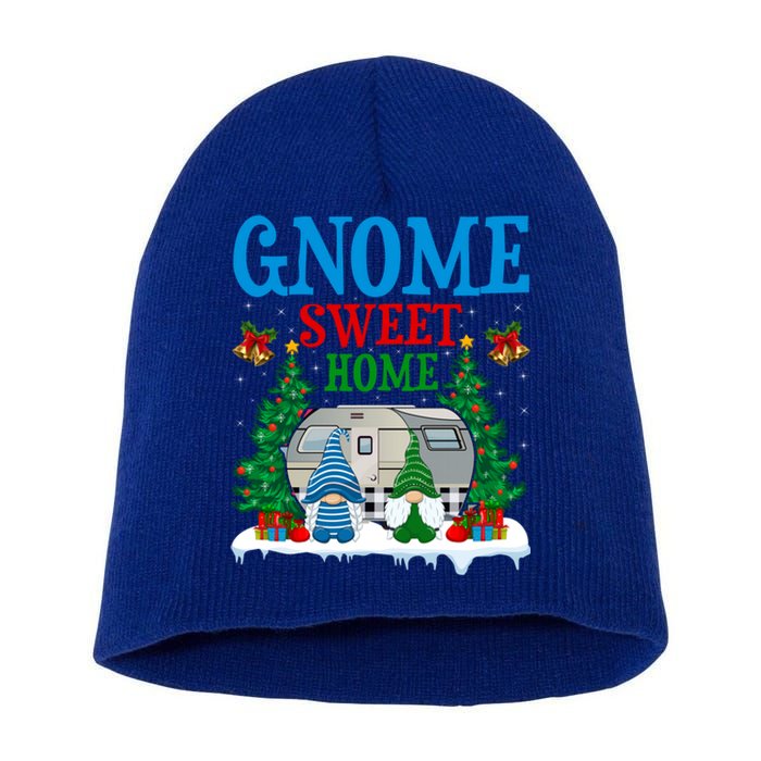 Funny Gnome Sweet Home Camper Camping Christmas Cool Gift Short Acrylic Beanie