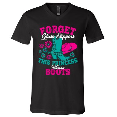 Forget Glass Slippers This Princess Wears Boots Funny Cowboy V-Neck T-Shirt