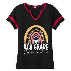 Fourth Grade Squad 4th Grade Team Retro First Day Of School Ladies Halftime Notch Neck Tee