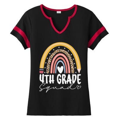 Fourth Grade Squad 4th Grade Team Retro First Day Of School Ladies Halftime Notch Neck Tee