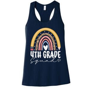 Fourth Grade Squad 4th Grade Team Retro First Day Of School Women's Racerback Tank