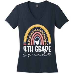 Fourth Grade Squad 4th Grade Team Retro First Day Of School Women's V-Neck T-Shirt