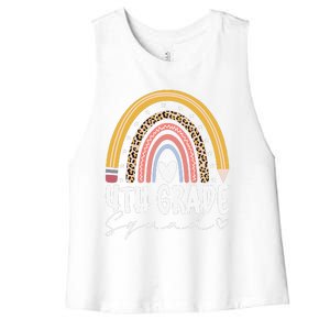 Fourth Grade Squad 4th Grade Team Retro First Day Of School Women's Racerback Cropped Tank