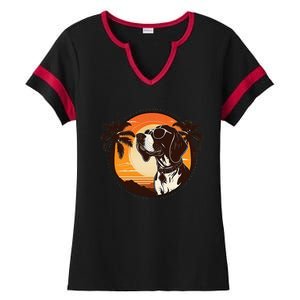 Funny german shorthaired pointer Cute Cool Sunglasses Ladies Halftime Notch Neck Tee