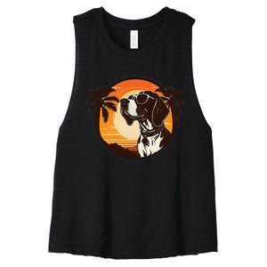 Funny german shorthaired pointer Cute Cool Sunglasses Women's Racerback Cropped Tank