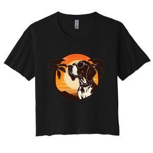 Funny german shorthaired pointer Cute Cool Sunglasses Women's Crop Top Tee