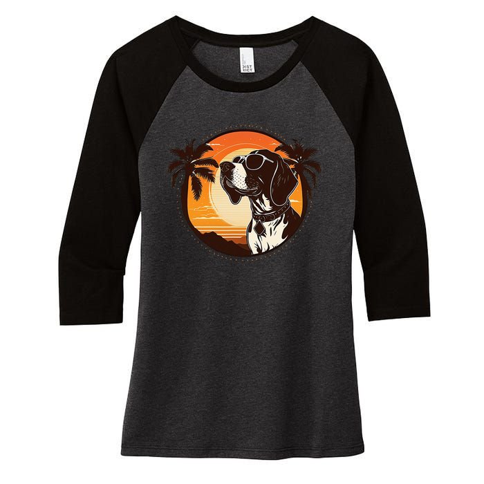 Funny german shorthaired pointer Cute Cool Sunglasses Women's Tri-Blend 3/4-Sleeve Raglan Shirt