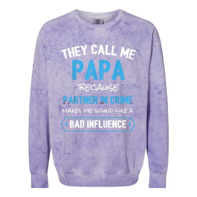 Funny Grandpa Shirts, Papa Partner In Crime Dad Colorblast Crewneck Sweatshirt