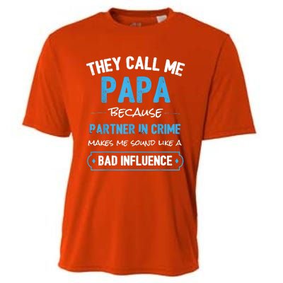 Funny Grandpa Shirts, Papa Partner In Crime Dad Cooling Performance Crew T-Shirt