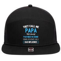 Funny Grandpa Shirts, Papa Partner In Crime Dad 7 Panel Mesh Trucker Snapback Hat
