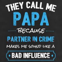 Funny Grandpa Shirts, Papa Partner In Crime Dad 7 Panel Mesh Trucker Snapback Hat