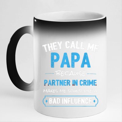 Funny Grandpa Shirts, Papa Partner In Crime Dad 11oz Black Color Changing Mug