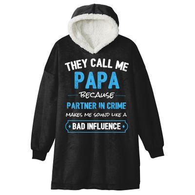 Funny Grandpa Shirts, Papa Partner In Crime Dad Hooded Wearable Blanket