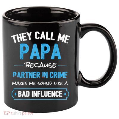 Funny Grandpa Shirts, Papa Partner In Crime Dad 11oz C Handle Ceramic Mug
