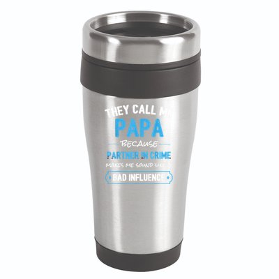 Funny Grandpa Shirts, Papa Partner In Crime Dad 16oz Travel Tumbler