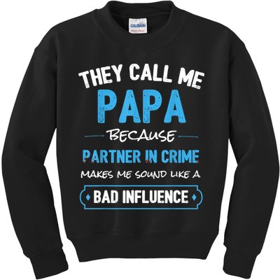 Funny Grandpa Shirts, Papa Partner In Crime Dad Kids Sweatshirt