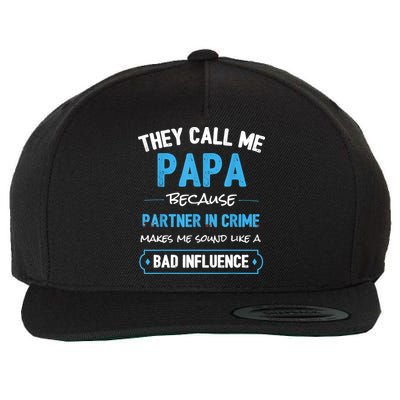 Funny Grandpa Shirts, Papa Partner In Crime Dad Wool Snapback Cap